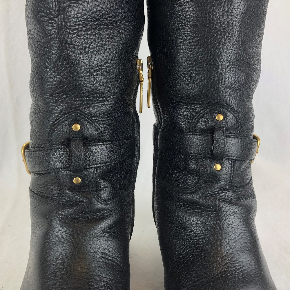 PRADA Boot Knee High Black Leather Riding Boot - Picture 3 of 8